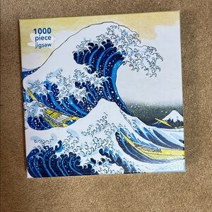 Blue and White Wave Art 1000 Piece Jigsaw Puzzle